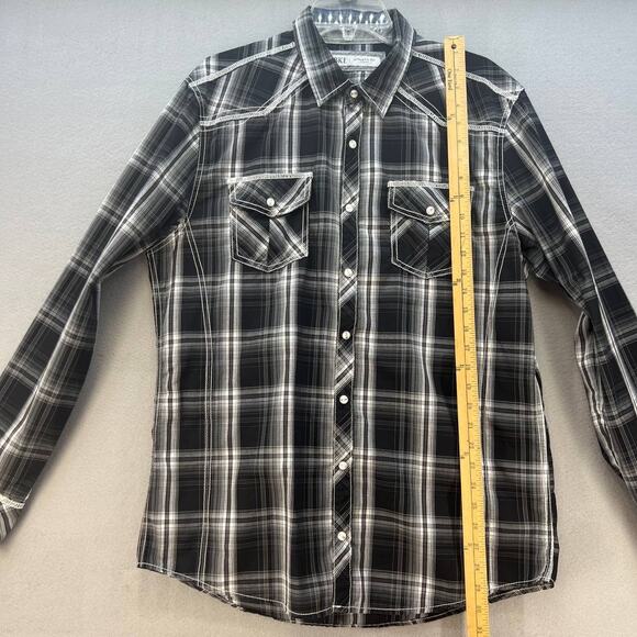 BKE Button Down Shirt Men's Size L Black White Plaid Athletic Fit Western - Picture 5 of 14